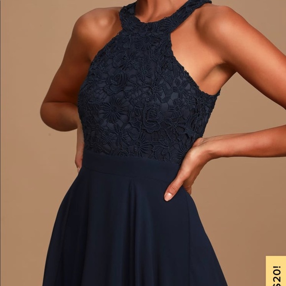 picture perfect navy blue lace maxi dress